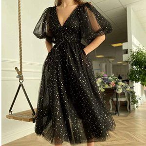 Starry Tulle Tea-Length Dress - 16/18